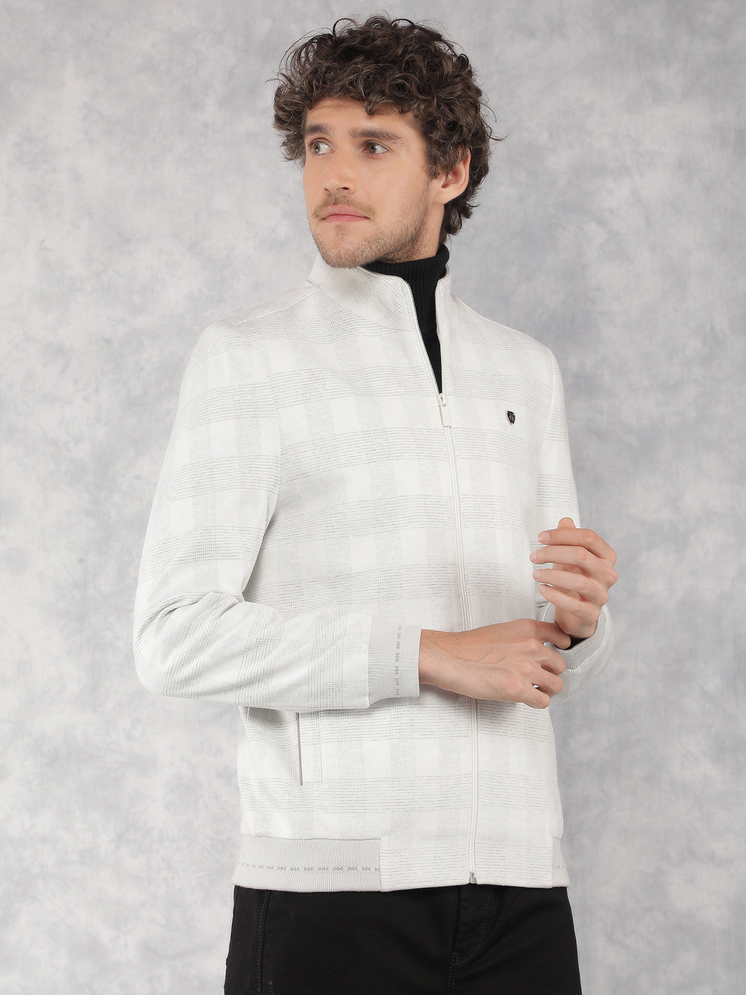 White Checkered Bomber Jacket-Men Jackets-Crimsoune Club