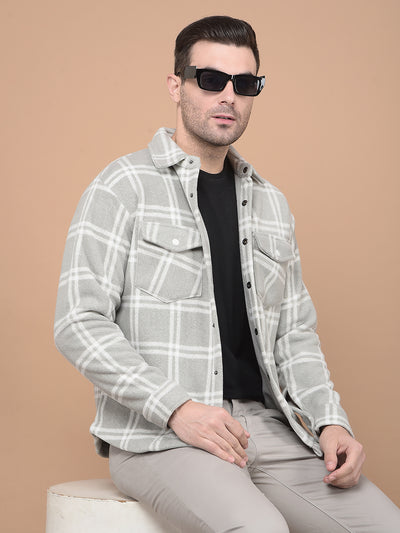 Grey Checked Shacket-Men Shackets-Crimsoune Club