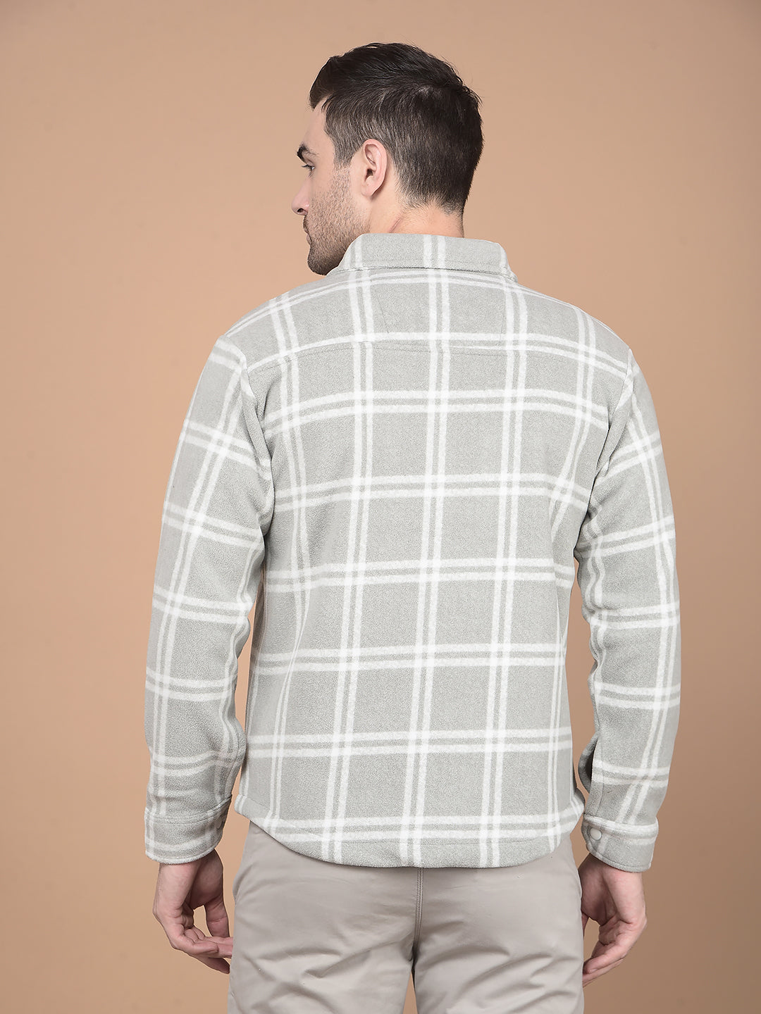 Grey Checked Shacket-Men Shackets-Crimsoune Club