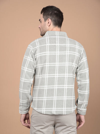 Grey Checked Shacket-Men Shackets-Crimsoune Club