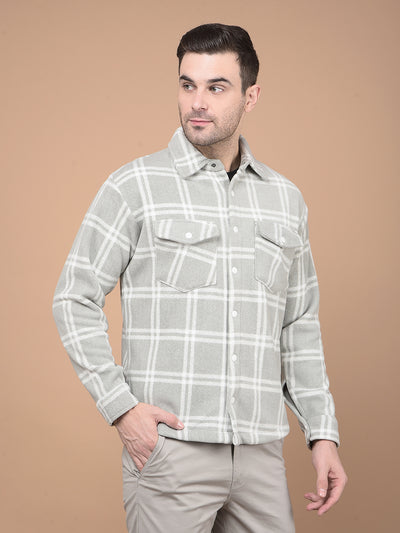 Grey Checked Shacket-Men Shackets-Crimsoune Club