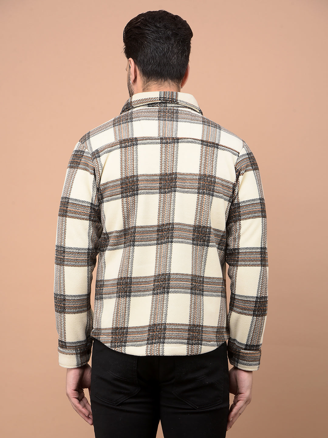 Brown Checked Shacket-Men Shackets-Crimsoune Club