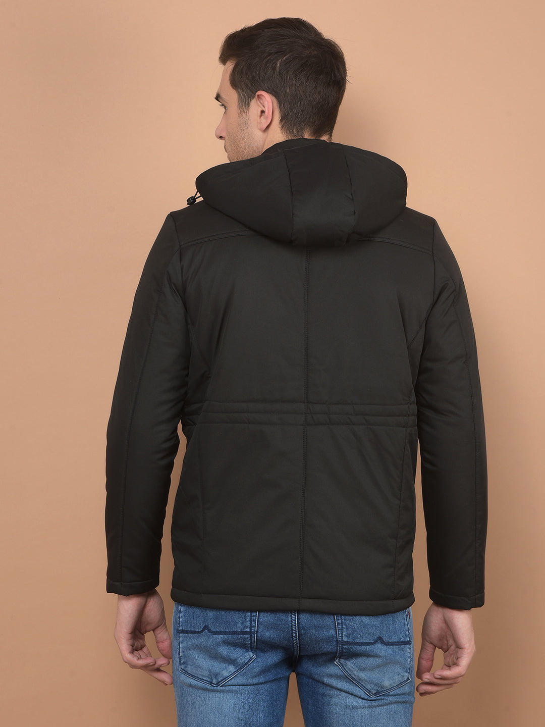 Black Hooded Jacket-Men Jackets-Crimsoune Club