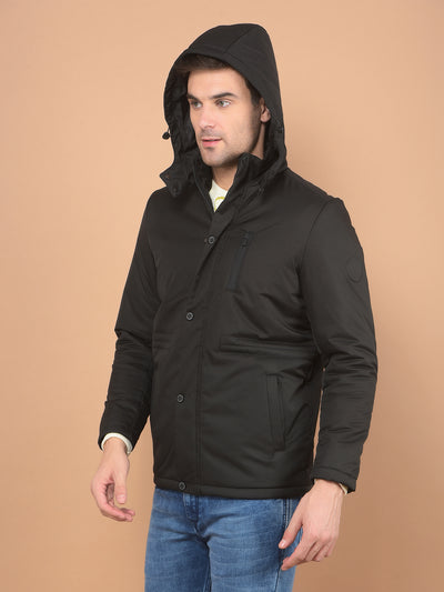 Black Hooded Jacket-Men Jackets-Crimsoune Club