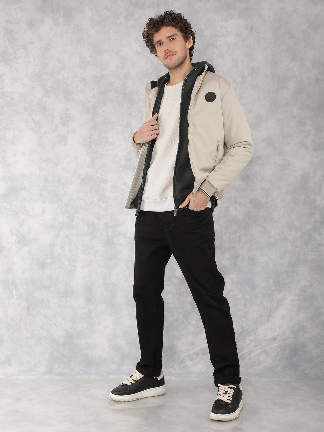 Beige Bomber Jacket-Men Jackets-Crimsoune Club