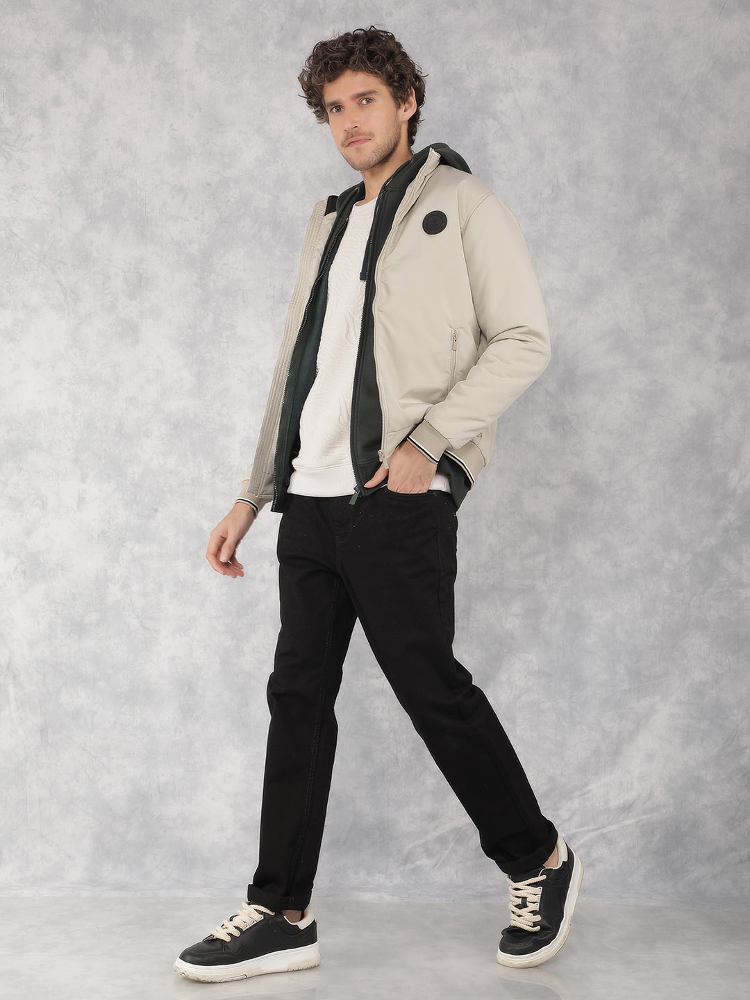 Beige Bomber Jacket-Men Jackets-Crimsoune Club