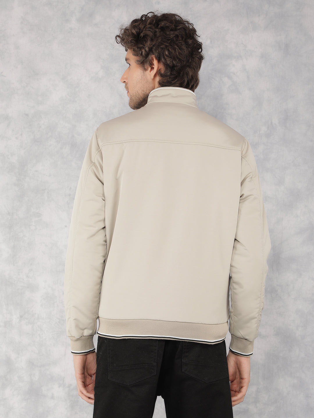 Beige Bomber Jacket-Men Jackets-Crimsoune Club