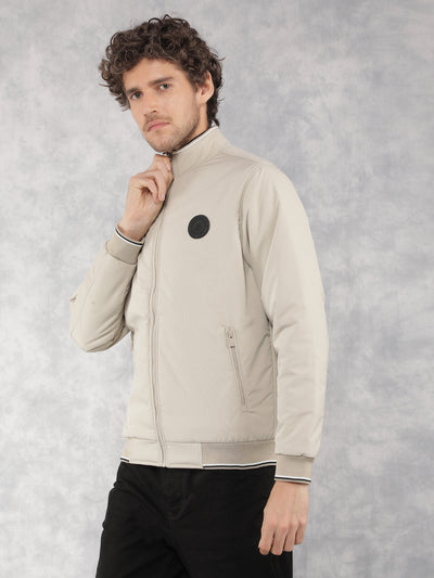 Beige Bomber Jacket-Men Jackets-Crimsoune Club