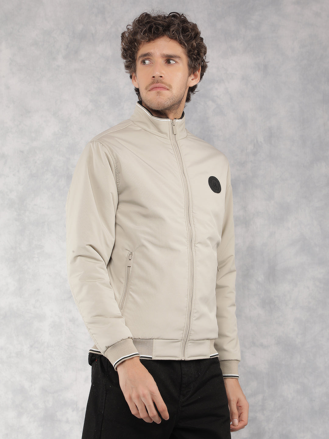 Beige Bomber Jacket-Men Jackets-Crimsoune Club