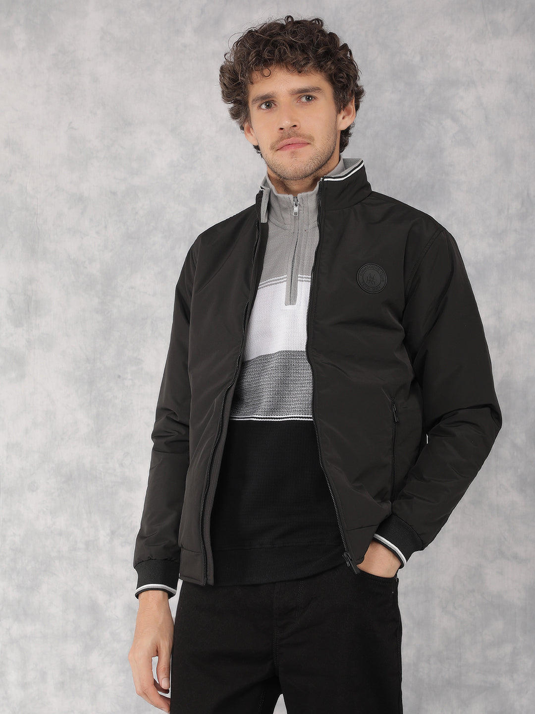 Black Bomber Jacket-Men Jackets-Crimsoune Club