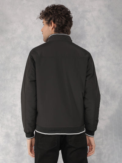 Black Bomber Jacket-Men Jackets-Crimsoune Club