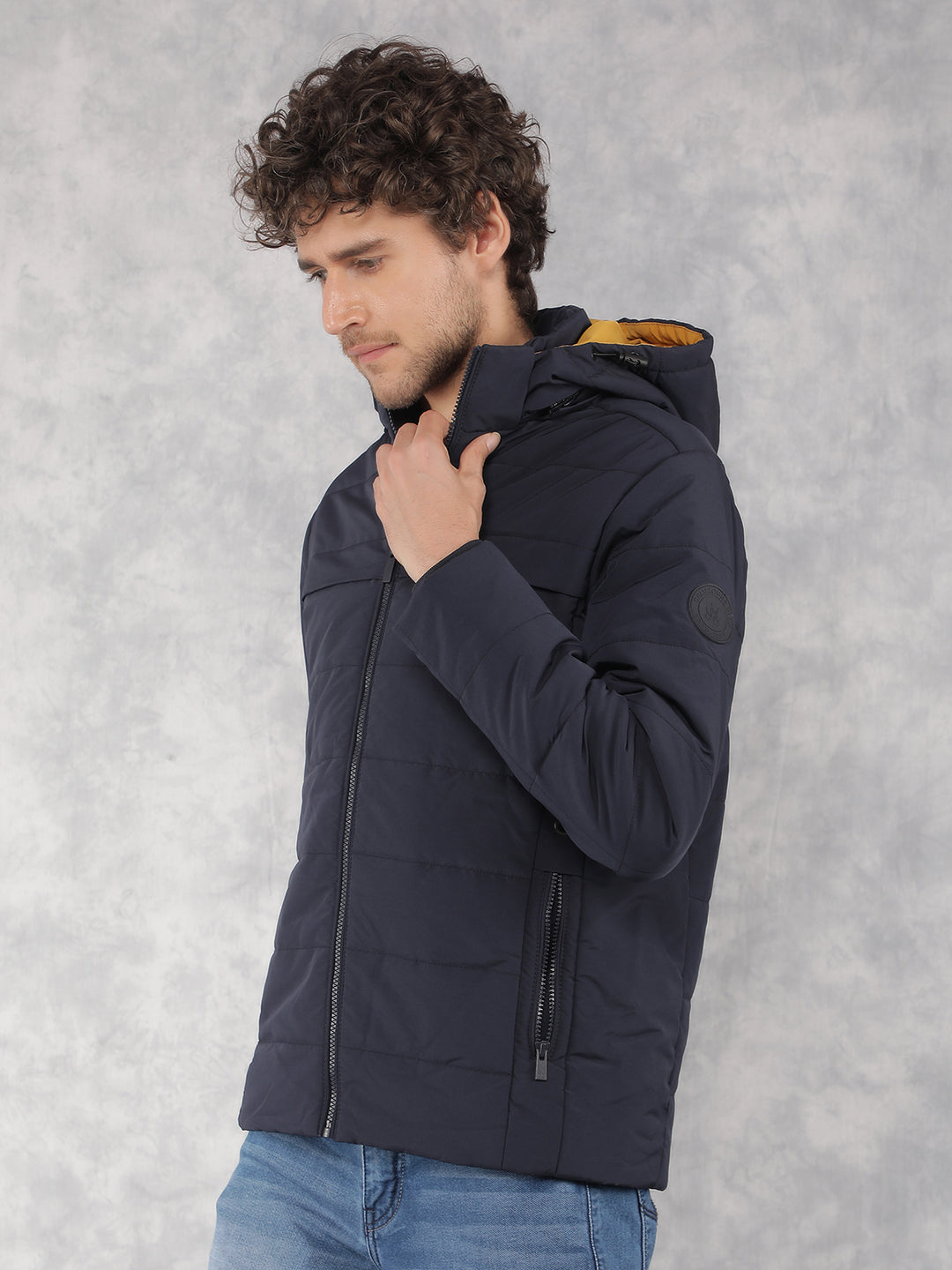 Navy Blue Padded Jacket-Men Jackets-Crimsoune Club