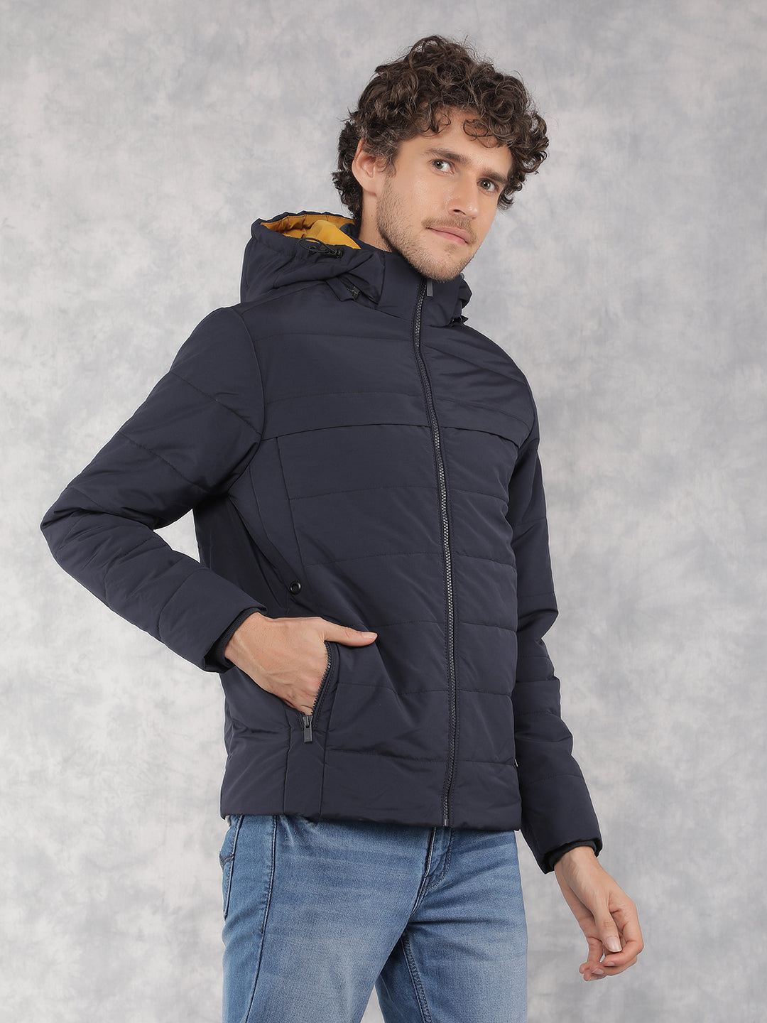 Navy Blue Padded Jacket-Men Jackets-Crimsoune Club