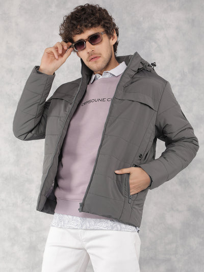 Grey Padded Jacket-Men Jackets-Crimsoune Club