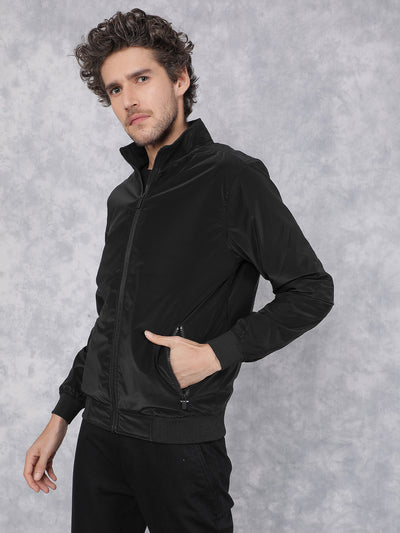 Black Bomber Jacket-Men Jackets-Crimsoune Club