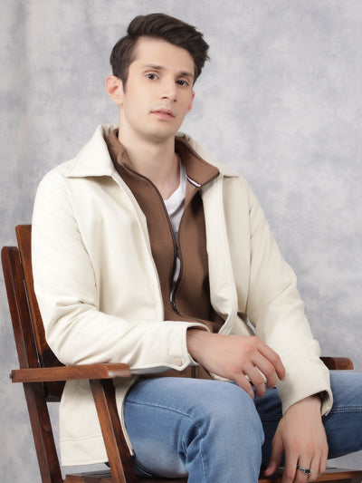 Cream Knitted Jacket-Men Jackets-Crimsoune Club