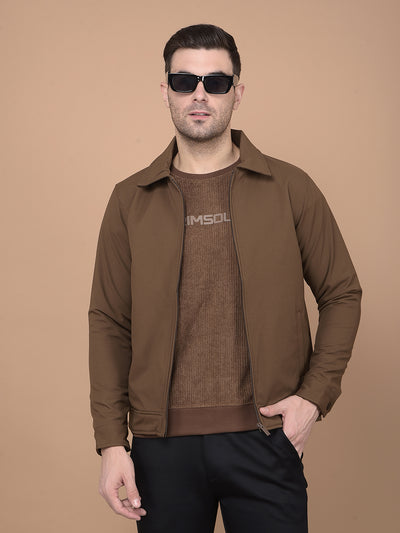 Brown Bomber Jacket-Men Jackets-Crimsoune Club