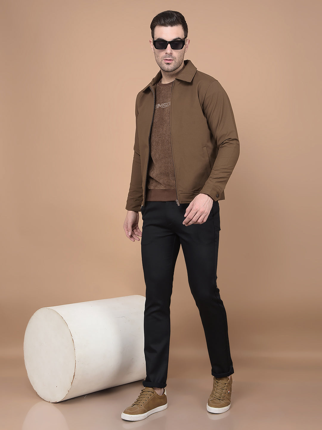 Brown Bomber Jacket-Men Jackets-Crimsoune Club