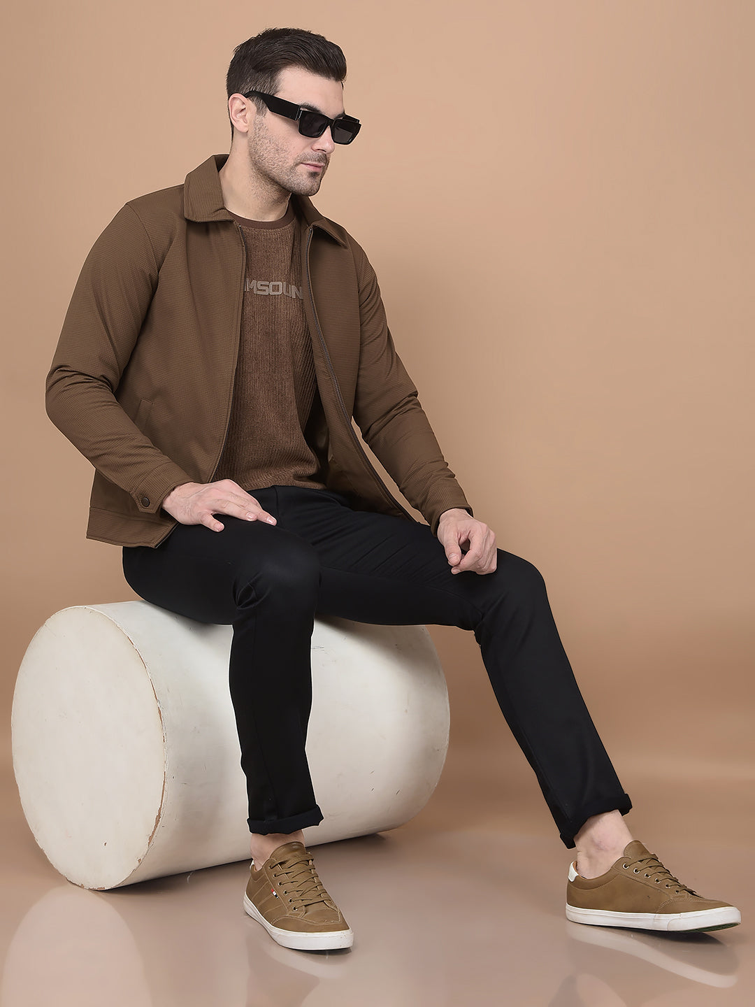 Brown Bomber Jacket-Men Jackets-Crimsoune Club