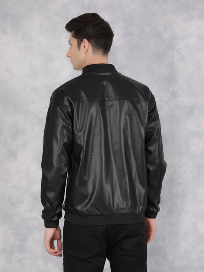 Black Leather Jacket-Men Jackets-Crimsoune Club