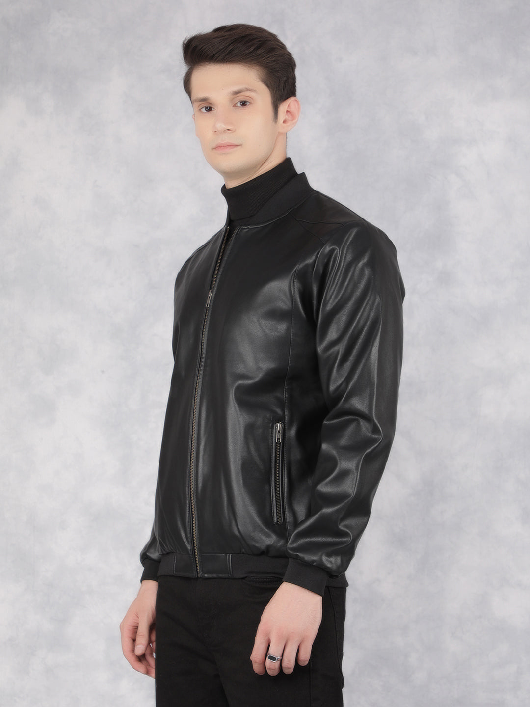 Black Leather Jacket-Men Jackets-Crimsoune Club