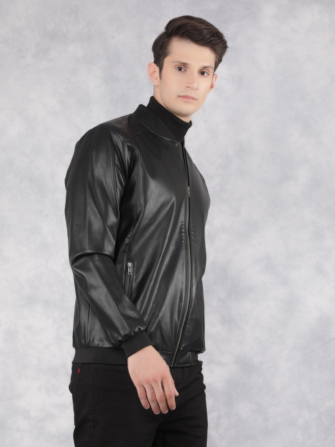 Black Leather Jacket-Men Jackets-Crimsoune Club