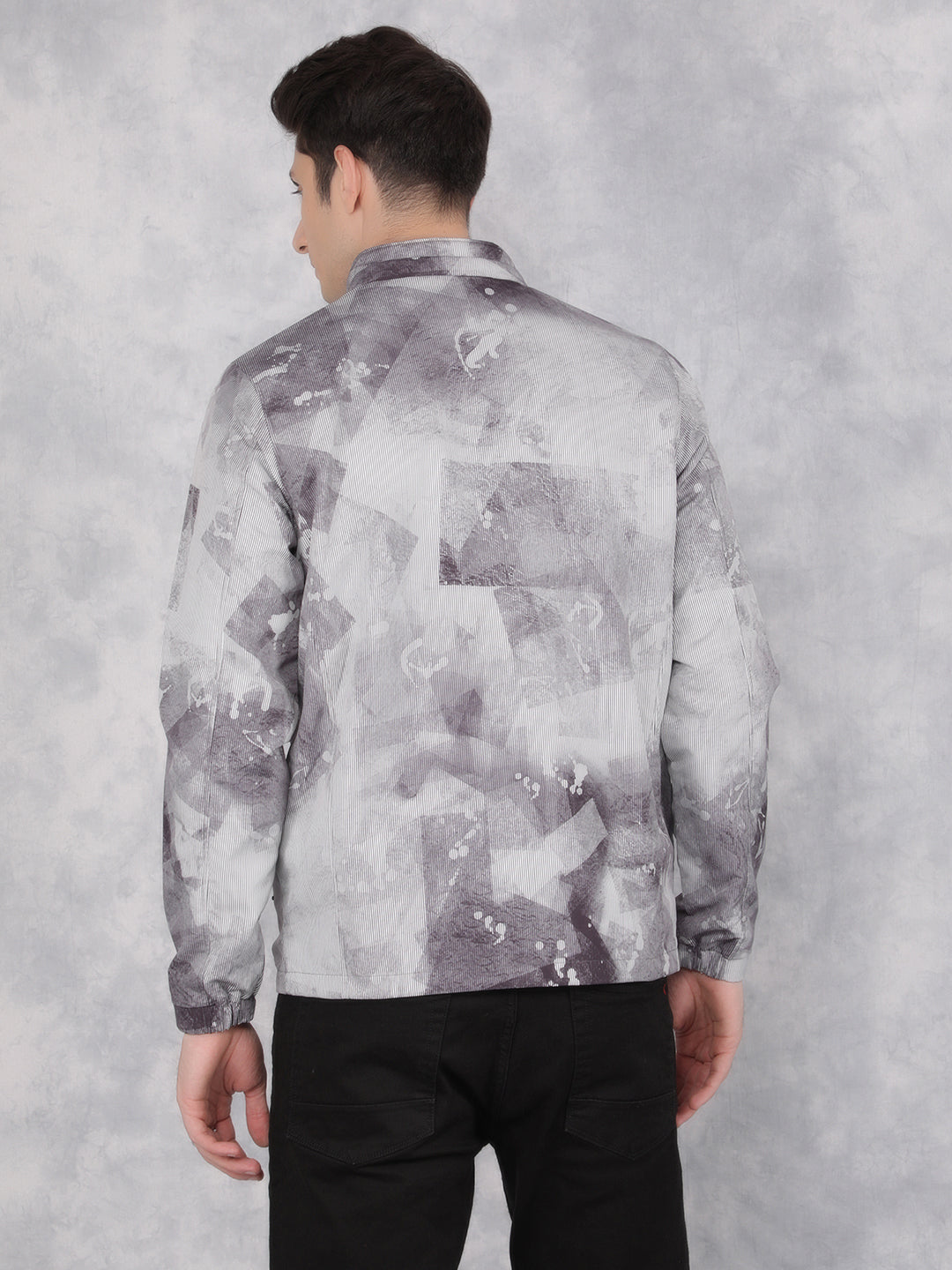 Grey Printed Jacket-Men Jackets-Crimsoune Club