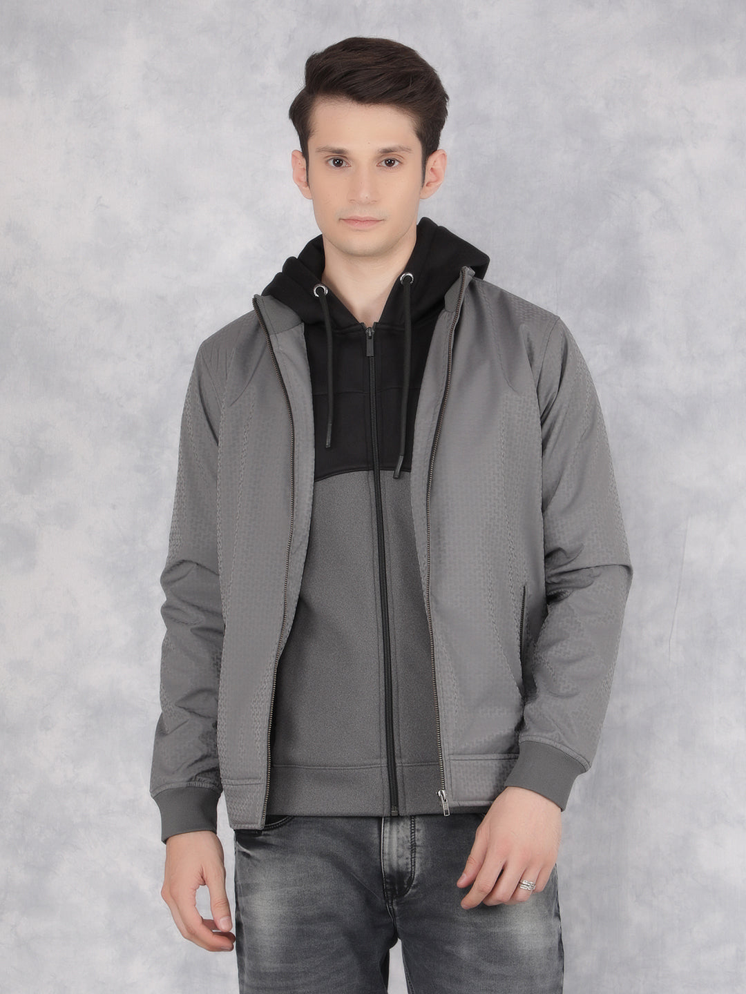 Grey Printed Jacket-Men Jackets-Crimsoune Club