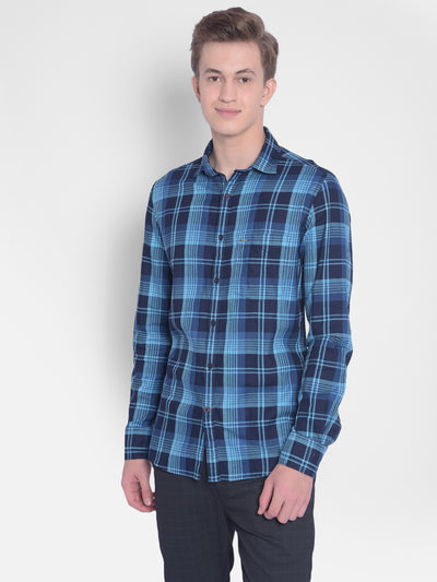 Blue Checked Shirt-Men Shirts-Crimsoune Club