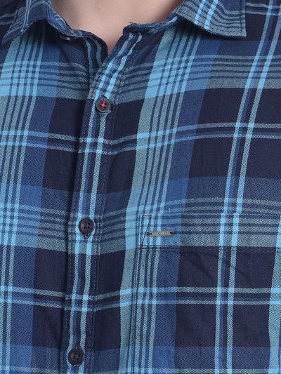 Blue Checked Shirt-Men Shirts-Crimsoune Club