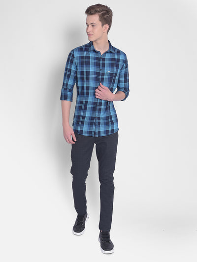 Blue Checked Shirt-Men Shirts-Crimsoune Club