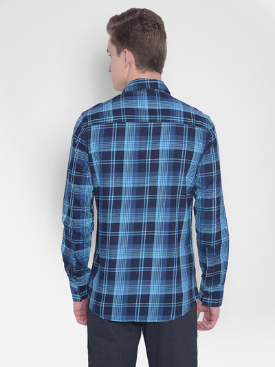 Blue Checked Shirt-Men Shirts-Crimsoune Club