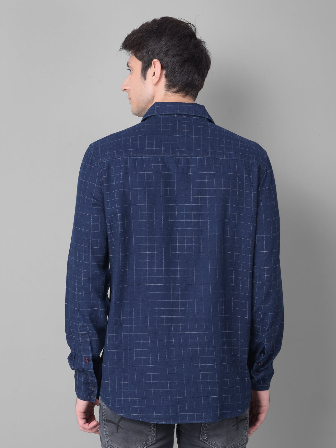 Navy Blue Checked Shirt-Men Shirts-Crimsoune Club