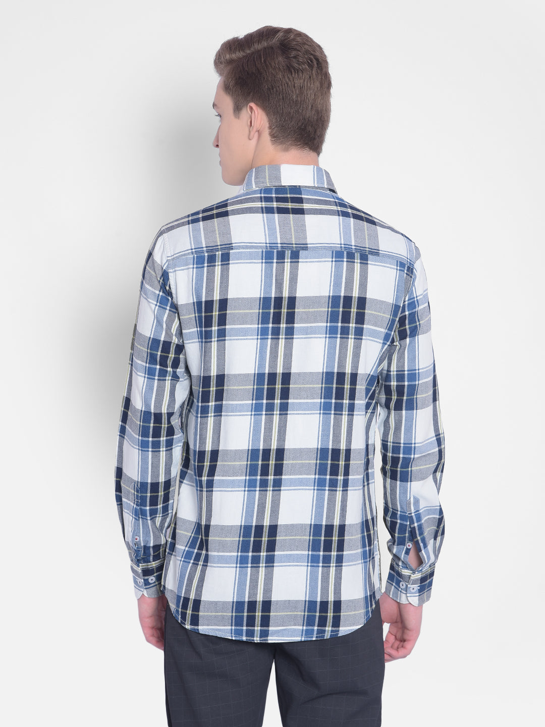 Navy Blue Checked Shirt-Men Shirts-Crimsoune Club