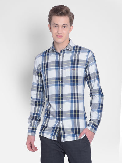 Navy Blue Checked Shirt-Men Shirts-Crimsoune Club