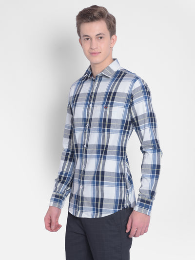 Navy Blue Checked Shirt-Men Shirts-Crimsoune Club