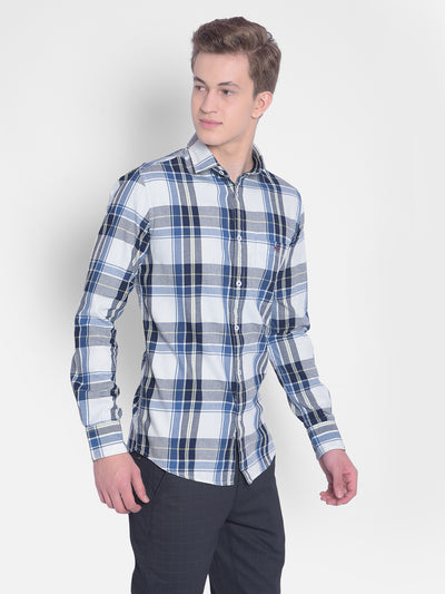 Navy Blue Checked Shirt-Men Shirts-Crimsoune Club