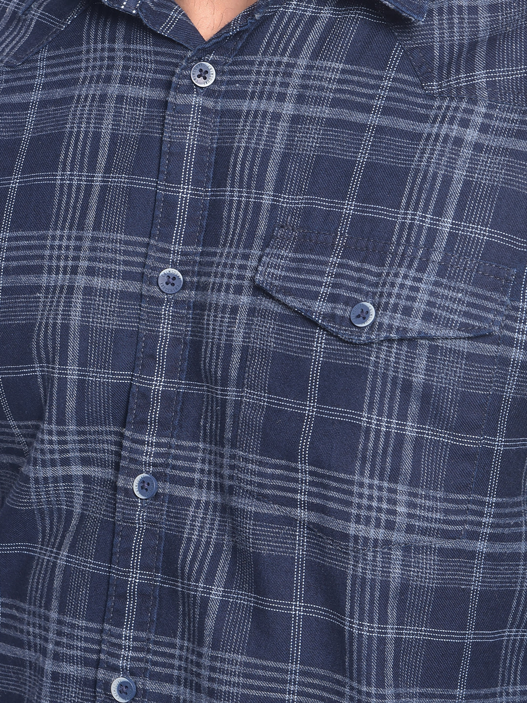 Navy Blue Checked Shirt-Men Shirts-Crimsoune Club