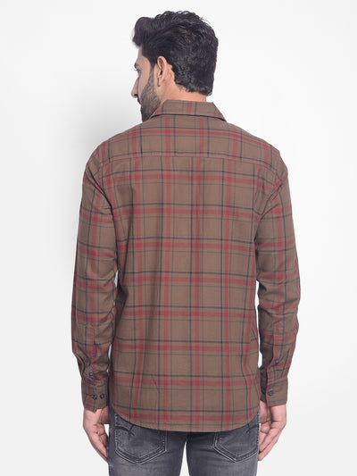 Brown Checked Shirt-Men Shirts-Crimsoune Club