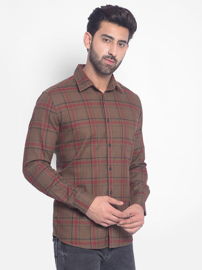 Brown Checked Shirt-Men Shirts-Crimsoune Club