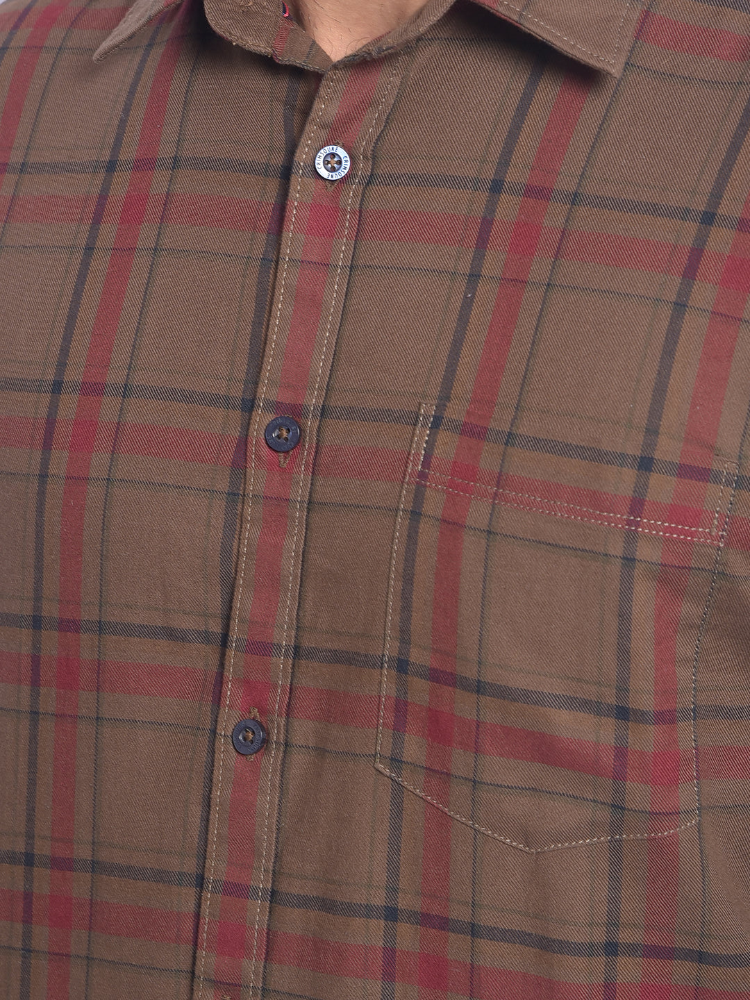 Brown Checked Shirt-Men Shirts-Crimsoune Club