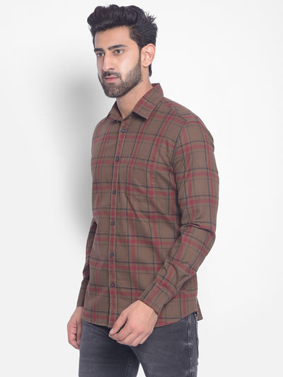 Brown Checked Shirt-Men Shirts-Crimsoune Club