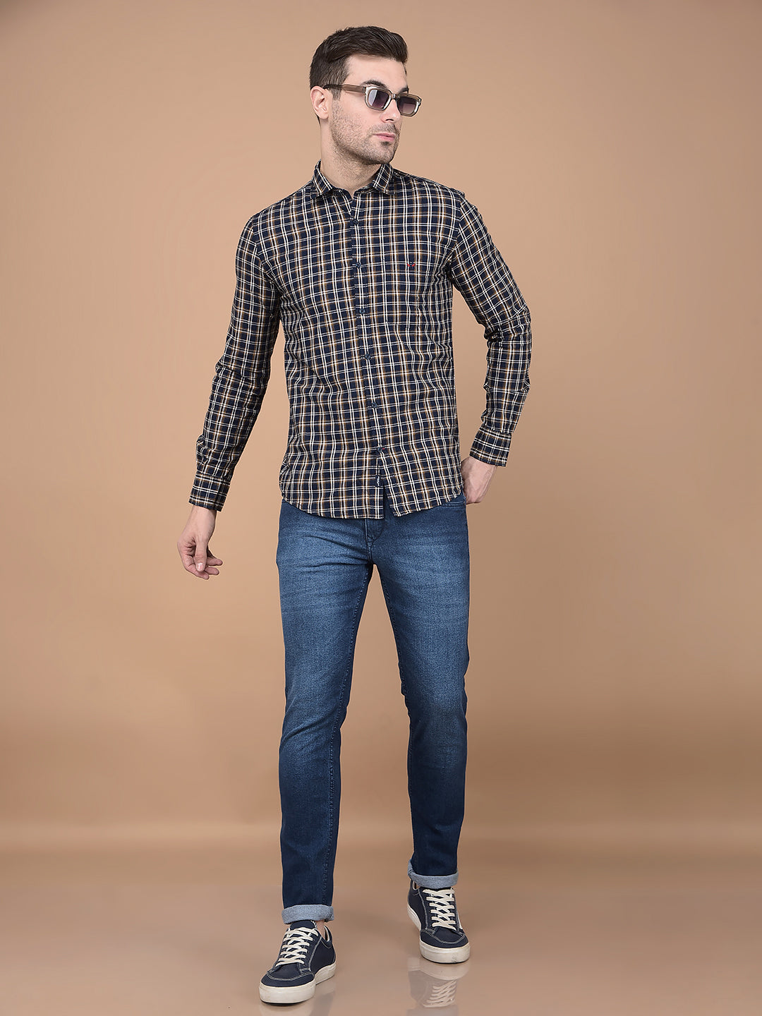 Mustard Checked 100% Cotton Shirt