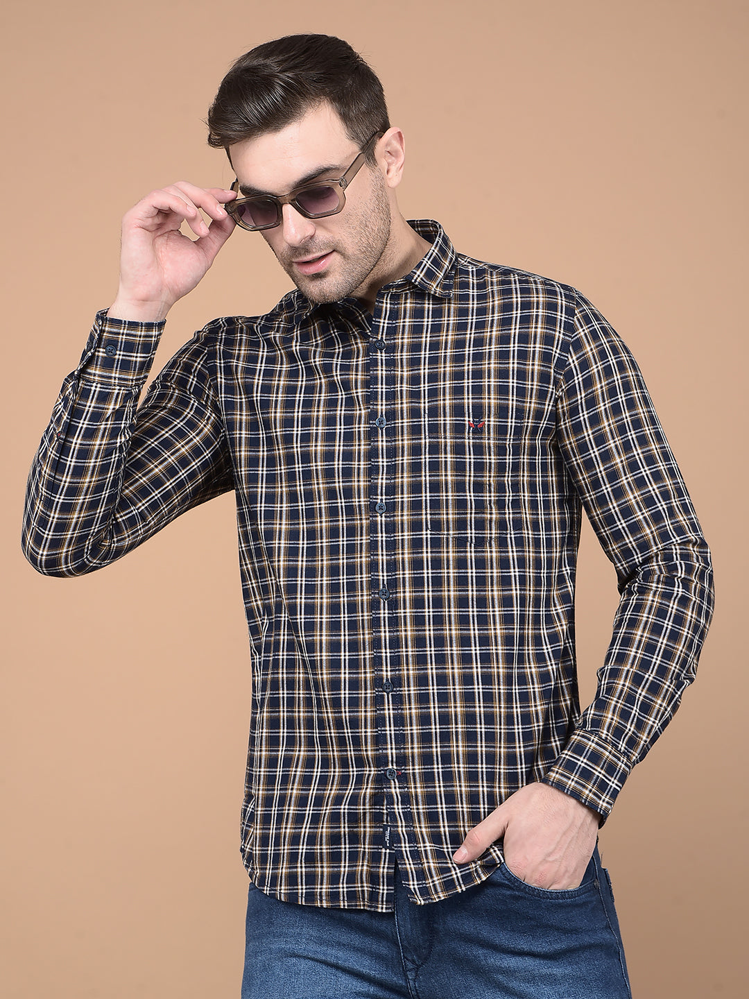 Mustard Checked 100% Cotton Shirt