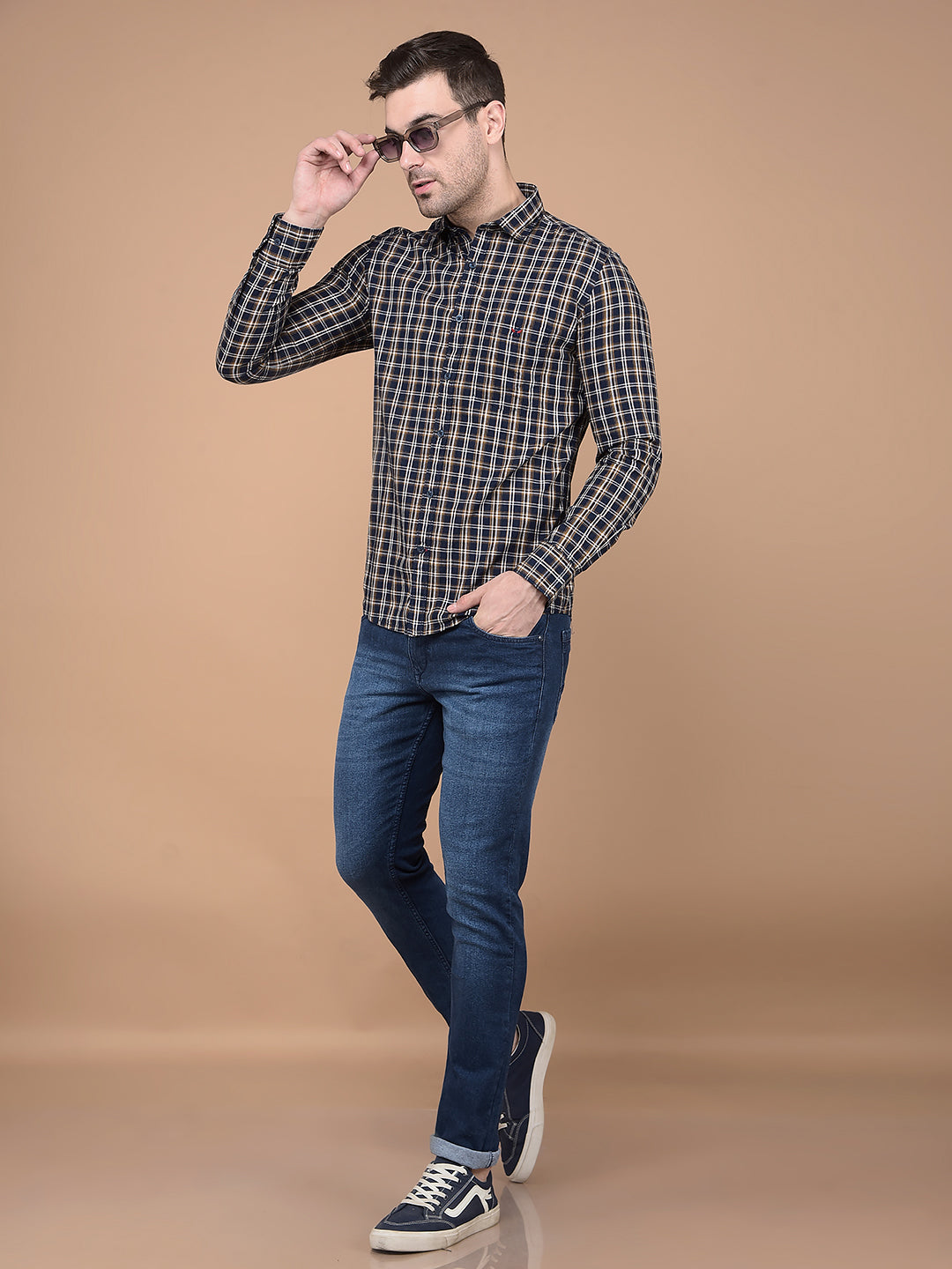 Mustard Checked 100% Cotton Shirt