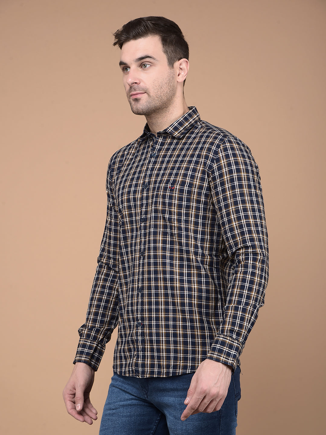 Mustard Checked 100% Cotton Shirt