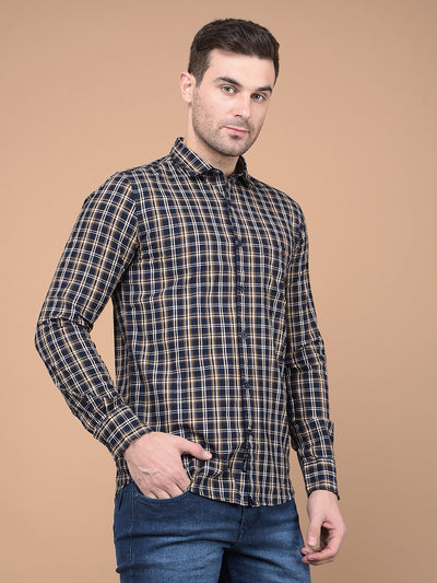 Mustard Checked 100% Cotton Shirt