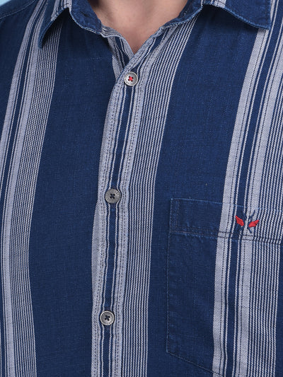 Dark Blue Stripes Shirt-Men Shirts-Crimsoune Club