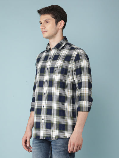 Olive Checkered 100% Cotton Shirt-Men Shirts-Crimsoune Club