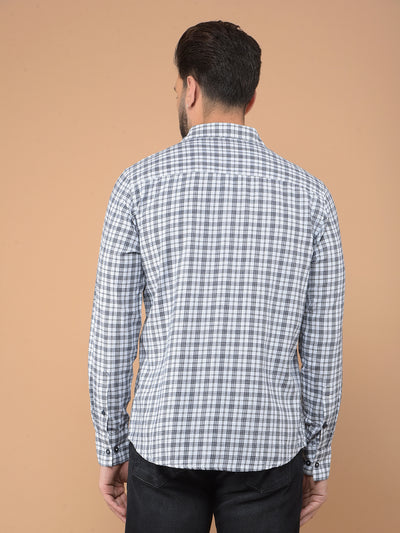 White Checked 100% Cotton Shirt-Men Shirts-Crimsoune Club